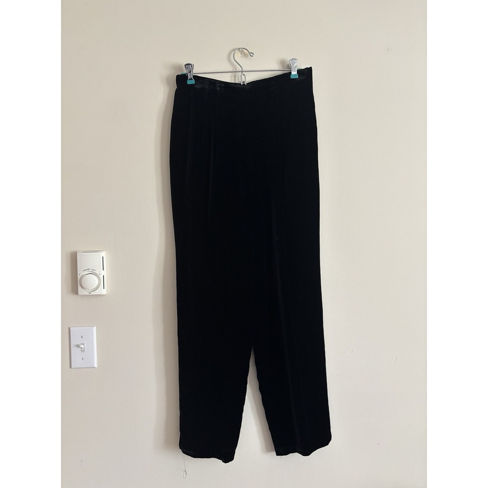 Valerie Stevens Womens Petite Medium Black Velvet Pants Whimsigoth Silk 90s 00s